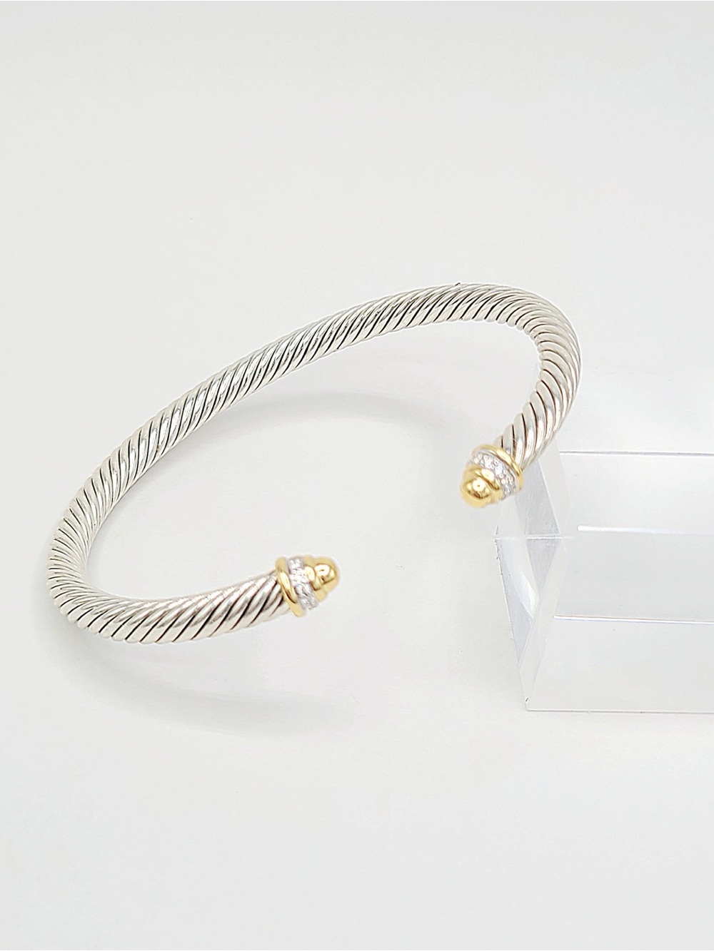 David Yurman Classic Cable Bracelet With Diamonds and Gold Dome , 5mm - Picture 2 of 8